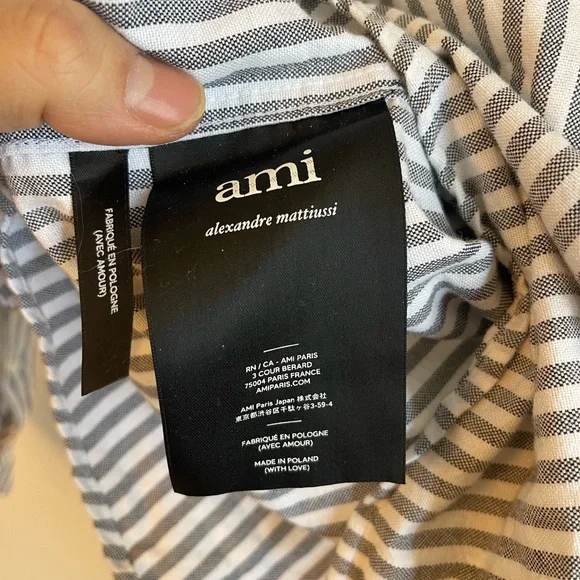 AMI Paris Grey Strip Shirt size 40 - Picture 3 of 7
